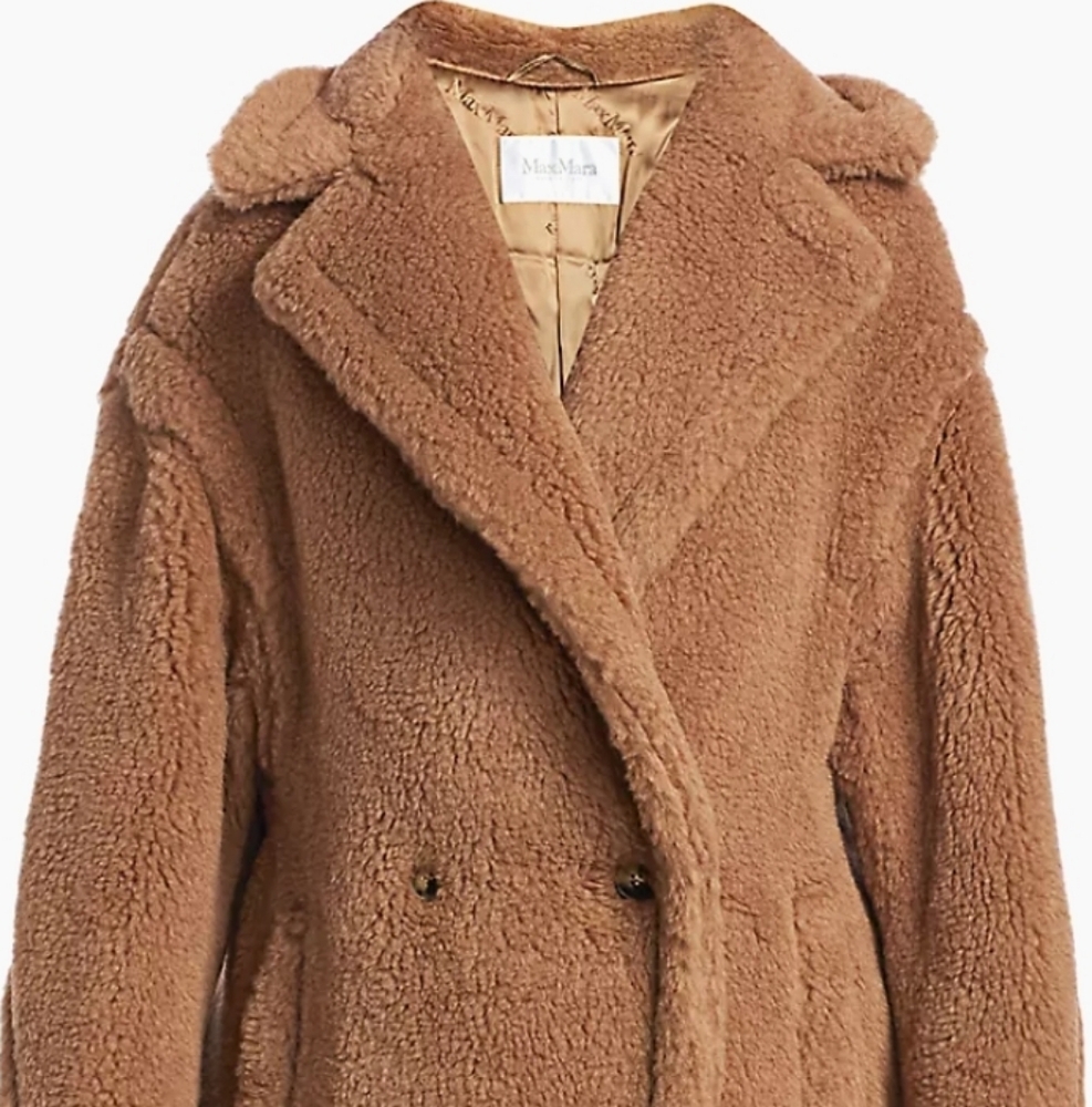 MaxMara Tan Teddy Faux-Shearling Coat